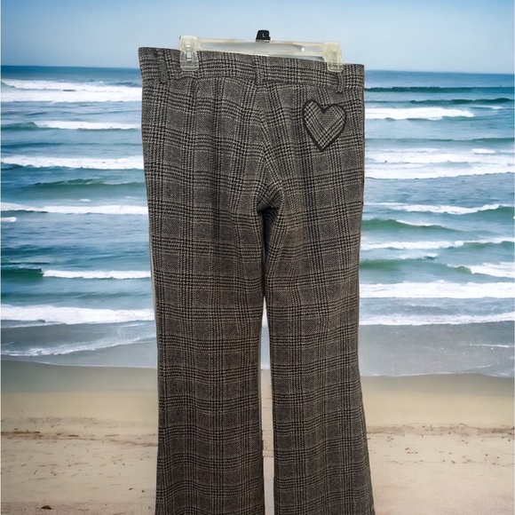 Vintage Juicy Couture Wool blend Tweed trousers flare leg SZ28 heart on back USA - Picture 2 of 13